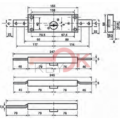 SERRATURA CENTRALE DOPPIA MAPPA PER SERRANDA